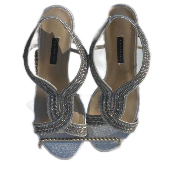 Caparros Heeled Sandals with Silver Rhinestones Size 8 1/2 B - Picture 3 of 7